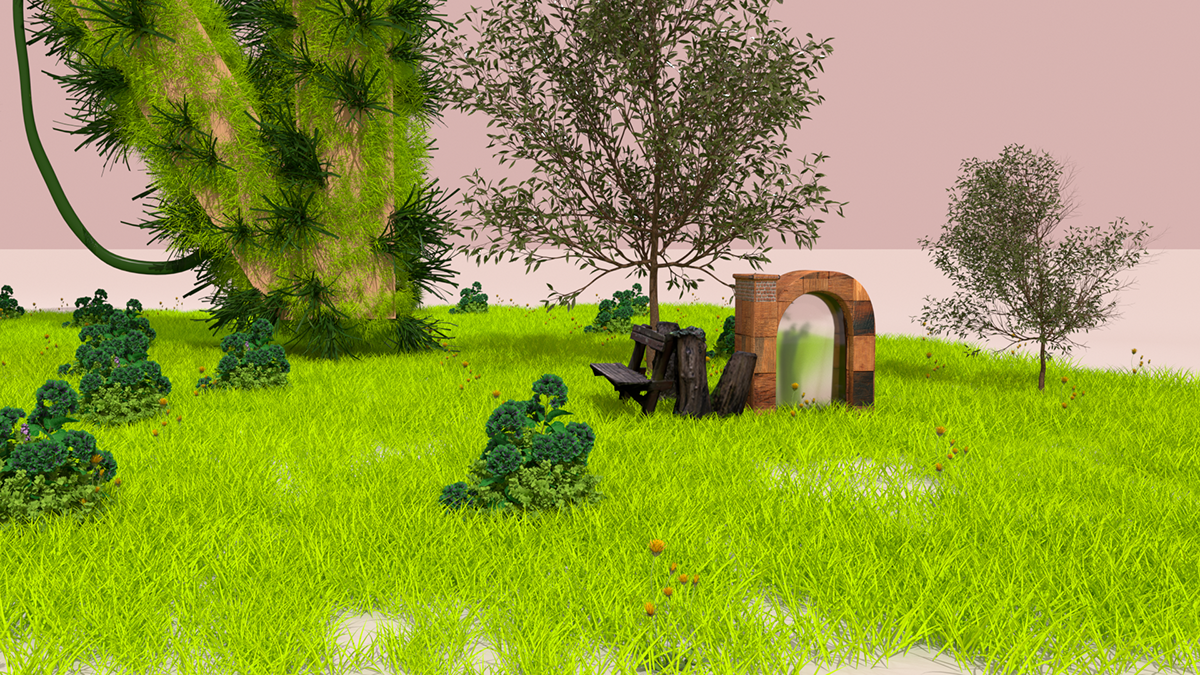 지친 탐험가들을 위한 휴식처 "n" (나무 벤치 및 잘린 나무 기둥은 외부 무료 에셋 사용)